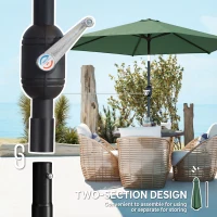 Outsunny 2.6 m Garden Parasol Umbrella with Aluminium Pole, Outdoor Patio Umbrella with Tilt and Crank, Vent, Dark Green(m-7)