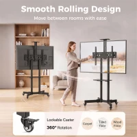 HOMCOM Mobile TV Stand on Wheels for 32-75 Inch Screens, Mobile TV Cart with Tilt, Height Adjustable, Black(m-6)