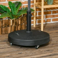 Outsunny Base para Sombrilla de Resina de 25 kg con Ruedas y Asa Retráctil para Postes de Ø38/48 mm Ø53x41 cm Negro(m-2)