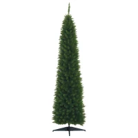 HOMCOM 7ft Unlit Artificial Christmas Tree, Pencil Slim Xmas Tree with Solid Stand and Realistic Branches, Green(m-1)