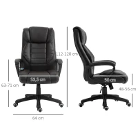 Vinsetto Massage Bureaustoel, verstelbare Directiestoel, ergonomische Draaistoel, 6 Vibratiepunten, Bruin(m-3)
