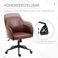 Vinsetto Bureaustoel, in hoogte verstelbaar, draaifunctie, 58,5 cm x 62 cm x 91 cm, Bruin(m-4)