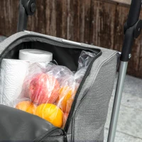 HOMCOM Boodschappentrolley, 46L tas, opvouwbare boodschappentrolley met koeltas, verstelbare handgreep, aluminiumframe, grijs(m-12)