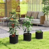 Outsunny Hoogbed met rankrek 83,7 liter zakken 3-delige set driehoekige plantenbak tomatensteun 35 x 35 x 120 cm(m-8)