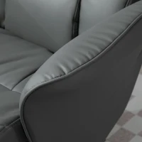 HOMCOM Swivel Recliner Chair with Footstool, PU Leather Armchair and Ottoman with High Back and Round Base for Living Room, Grey(m-8)