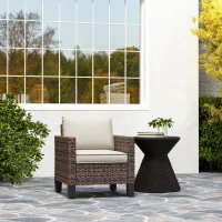 Outsunny Single Rattan Armchair, with Cushions - Brown(m-7)