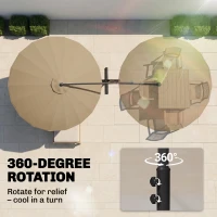 Outsunny 3(m) Cantilever Umbrella 18 Ribs & Vents Adjustable Angle for Patio Khaki(m-6)