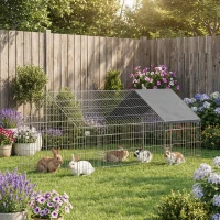 PawHut Rabbit Run with Protective Cover for  Small Animals, Chickens, Guinea Pigs, Tortoises, 180 x 75 x 75 cm, Black(m-10)