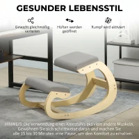 HOMCOM Ergonomische schommelende kniestoel voor thuiswerken, verbeterde houding, lichtgrijs(m-6)
