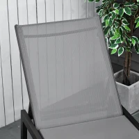 Outsunny Ligstoel tuinstoel relaxstoel 5-traps rugleuning tuinmeubel aluminium grijs(m-8)