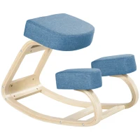 Vinsetto Kniestoel, ergonomische zittingkruk, gewatteerde kruk voor gezonde zithouding, berkenhout, 120 kg belastbaar, Blauw(m-9)