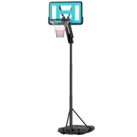 SPORTNOW Basketballkorb, 146-236 cm höhenverstellbar, Basketballständer, rollbar, Stahl, Kunststoff, Schwarz(m-10)