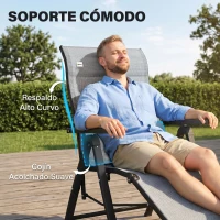 Outsunny Silla Reclinable Plegable de Jardín con Respaldo Ajustable en 9 Posiciones y Cojín Lumbar 70x65x111 cm Gris(m-7)