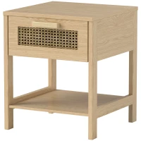 HOMCOM Nachtkastje, Bijzettafel met Lade, MDF, Natuurlijke Look 40 x 40 x 48,4 cm(m-10)