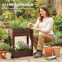 Outsunny 2-Tier Wooden Raised Planter, Raised Garden Bed on Legs with Drainage Holes and Bed Liner, Elevated Garden Planter(m-5)