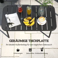 Outsunny Outdoor Salontafel, Weerbestendige Rechthoekige Metalen Tuintafel met Lamellen Tafelblad voor Buiten(m-6)