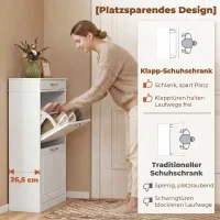 HOMCOM Schoenenkast met 2 kleppen, smal rek met lade en verstelbare schotten, voor 8 paar schoenen(m-5)