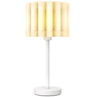 HOMCOM Bureaulamp in retrostijl, Nachttafellamp, Kunststof kap, Knopschakelaar, Wit(m-10)