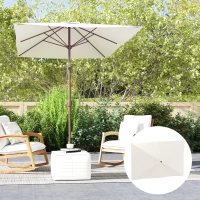 Outsunny Telo di Ricambio per Ombrellone Rettangolare 3x2 m a 6 Stecche, Poliestere Anti UV 50+, Beige(m-9)
