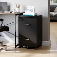 Vinsetto Armadietto da Ufficio con 2 Cassetti e 5 Ruote, Schedario in MDF e Truciolato, 43x45x72 cm, Nero(m-2)