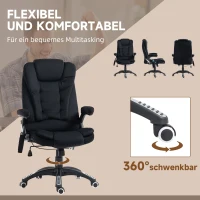 Vinsetto Bureaustoel met Massage- & Verwarmingsfunctie, Ergonomisch, Hoogteverstelbaar, Zwart(m-8)