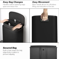 HOMCOM 50L Kitchen Bin with Soft-Close Lid and Stay-Open Function, Stainless Steel Pedal Bin with Removable Inner Bucket, Carry Handle for Kitchen, Office, Home, Black(m-7)