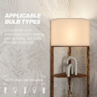 HOMCOM Corner Floor Lamp with Shelves, Tall Standing Lamps for Living Room, with Pull Chain Switch Bulb not Included, Rustic Brown(m-7)