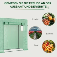 Outsunny Foliekas, kweekkas met roldeur, zijvenster, voor tuin, van staal, kunststof, 200 x 76 x 168 cm, Groen(m-7)