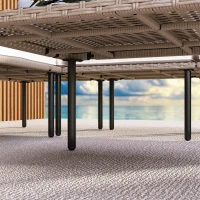 Outsunny Conjunto de Jardín de Ratán Sintético con Sofá de Exterior de 4 Módulos y 1 Mesa de Centro y Cojines Crema(m-7)