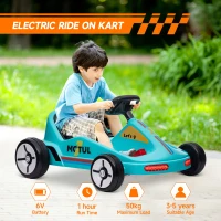 AIYAPLAY 6V Electric Go Kart for Kids with Music, Light, Horn, for 3-5 Years, Blue(m-7)