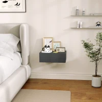 HOMCOM Comodino Sospeso Moderno con Cassetto, in Legno, 40x30x15 cm, Nero(m-6)
