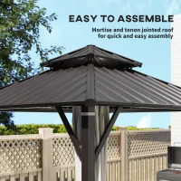 Outsunny 3 x 3(m) Hardtop Gazebo Canopy with Double Metal Roof, Waterproof Permanent Pavilion Garden Gazebo with Netting and Curtains, Easy to Assemble, Beige(m-5)