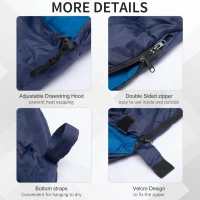 Outsunny Single Mummy Sleeping Bag Envelope Sleeping Bag 3 Season for Adults Warm Lightweight for Camping Hiking Outdoor, Blue, 210 x 75 x 5 cm(m-5)