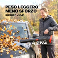 Outsunny Soffiatore a Batteria 18V, Motore Brushless 600W, 3 Livelli Velocità, Turbo Boost, Caricabatterie, Leggero(m-8)