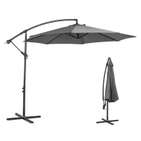 Outsunny Zonnescherm afneembare parasol, zweefparasol, zwengelparasol met handkruk, grijs(m-10)