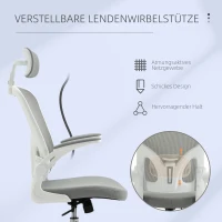 Vinsetto kantoorstoel ergonomische bureaustoel met kantelfunctie hoofdsteun grijs(m-7)