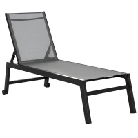 Outsunny Ligstoel tuinstoel relaxstoel 5-traps rugleuning tuinmeubel aluminium grijs(m-11)