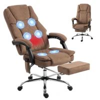 HOMCOM Office Chair with 6-Point Vibration Massage and Heat, Executive Computer Desk Chair with High Back, Reclining, Brown(m-11)