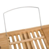 HOMCOM Extendable Bamboo Bathtub Shelf Rack Bath Caddy Tray Bathroom Storage, Set of 2(m-6)