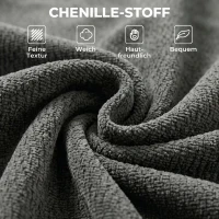 HOMCOM 2-in-1 Boneless Cloud vloersstoel, opvouwbare chenillebank met dik ondersteunend kussen, Grijs(m-6)