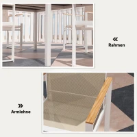 Outsunny 5-delig eetset voor buiten, tafel met gehard glas, 4 stoelen, weerbestendig, stalen frame, terrasmeubilair, Meerkleurig(m-7)