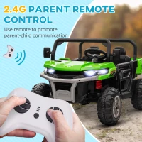 HOMCOM 12V 2 Seater Kids Electric Ride-On Car with Electric Bucket, Remote Control - Green(m-4)