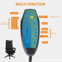 Vinsetto Fauteuil de bureau massant, chaise de bureau, chaise ergonomique avec hauteur réglable, dossier inclinable, repose-pied intégré et télécommande filaire, pivotant à 360°, toile de lin noir(m-4)