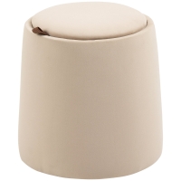 HOMCOM 2-in-1 Ottomaanse kruk, ronde gestoffeerde kruk, voetenbank met opbergruimte, afneembaar deksel in fluweellook, bijzettafel voor woonkamer, slaapkamer, beige, Ø44 cm x 47,5 cm