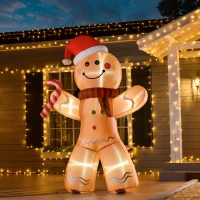 HOMCOM 8ft Christmas Inflatable Gingerbread Man, Lighted Blow Up Yard Decor Indoor Outdoor Garden Lawn Party Prop(m-2)