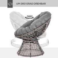 Outsunny Papasan fauteuil met bekleding rieten fauteuil 360 graden rotan grijs(m-4)