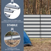 Outsunny Paravento da Spiaggia Pieghevole Frangivista in Poliestere con Barre in Acciaio, 540x150 cm, Grigio(m-5)