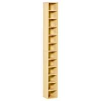 HOMCOM 204 CD Tall Narrow Media Storage Tower - Oak Tone(m-10)