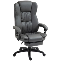 Vinsetto Verstelbare draaistoel met voetsteun, hoofdsteun, massagefunctie, kunstleer, 68,5x68,5x113-121cm, donkergrijs