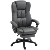 Vinsetto Verstelbare draaistoel met voetsteun, hoofdsteun, massagefunctie, kunstleer, 68,5x68,5x113-121cm, donkergrijs(m-1)